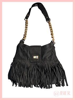 Big Buddha Black Fringe Bag